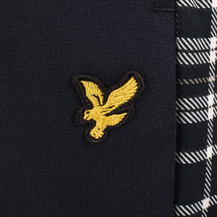 Image number 4 for Lyle And Scott Check Panelled Sweat Shorts Navy