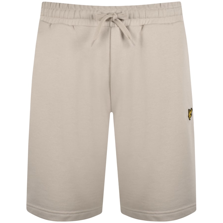 Image number 2 for Lyle And Scott Check Panelled Sweat Shorts Beige