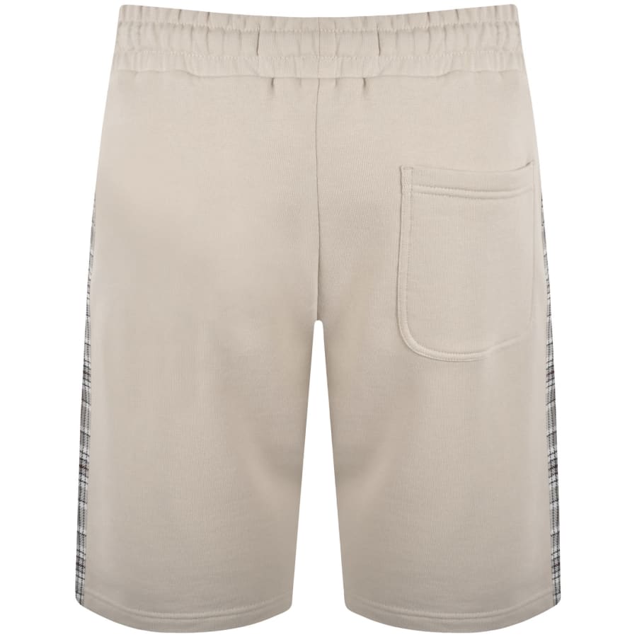 Image number 3 for Lyle And Scott Check Panelled Sweat Shorts Beige