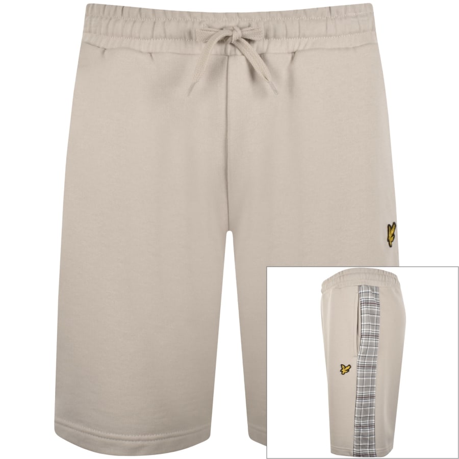 Image number 1 for Lyle And Scott Check Panelled Sweat Shorts Beige
