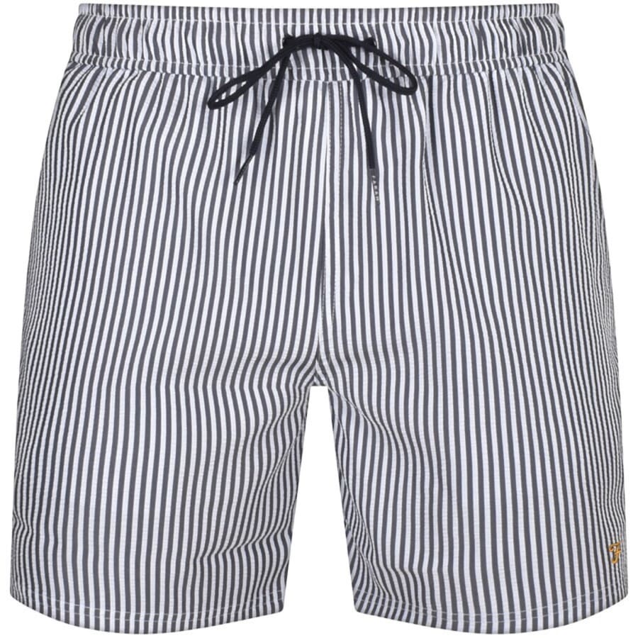 Image number 1 for Farah Colbert Seersucker Stripe Swim Shorts Navy