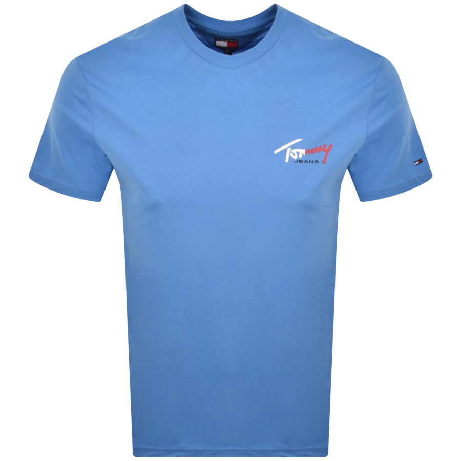 Image number 1 for Tommy Jeans Chest Logo T Shirt Blue