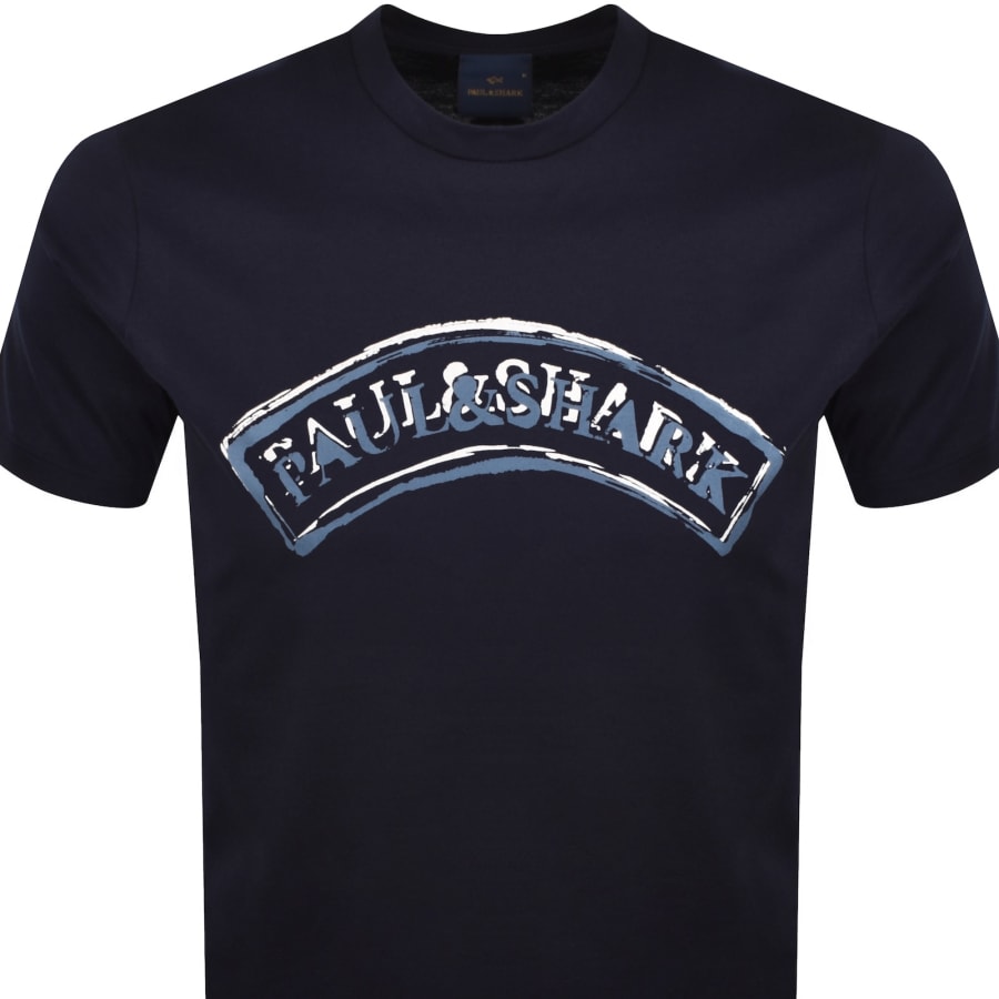 Image number 2 for Paul And Shark Logo Graphic T Shirt Navy