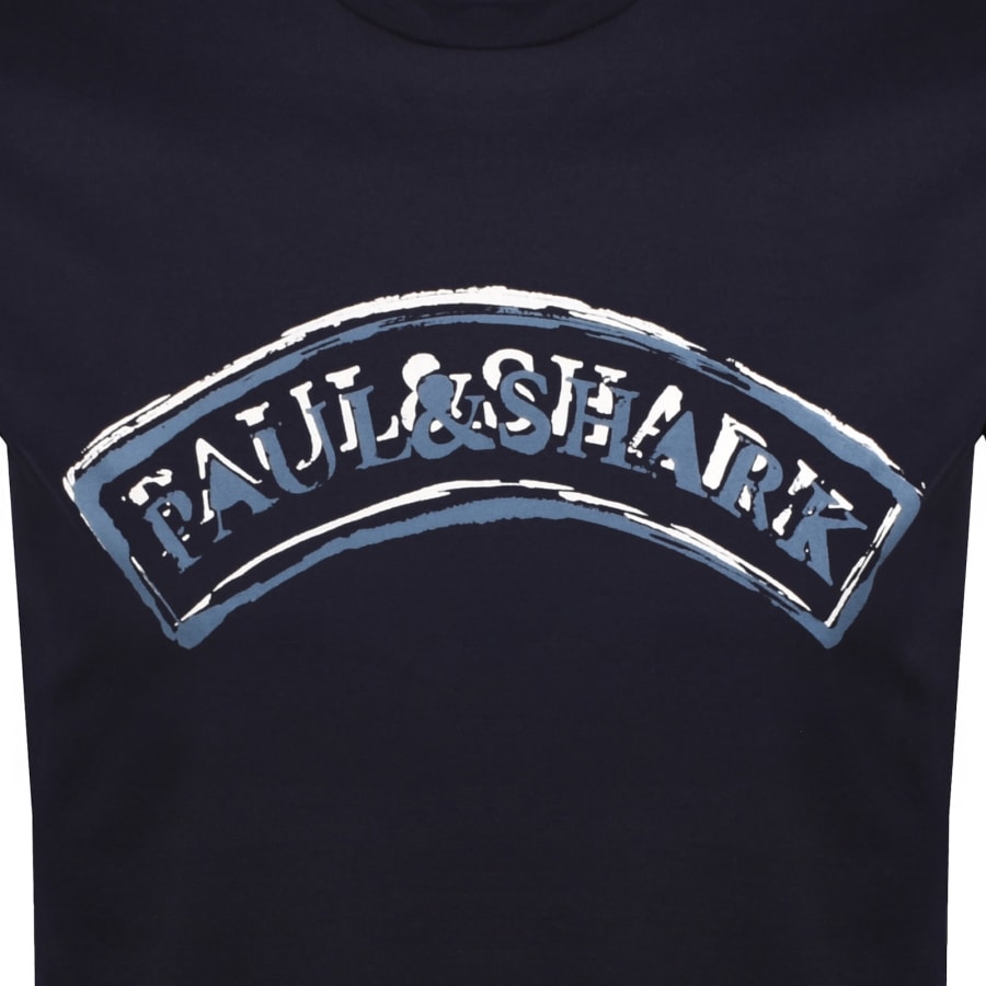 Image number 3 for Paul And Shark Logo Graphic T Shirt Navy