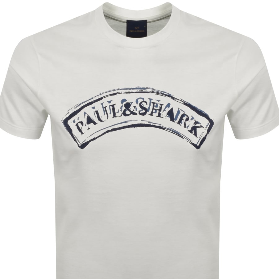 Image number 2 for Paul And Shark Logo Graphic T Shirt Off White