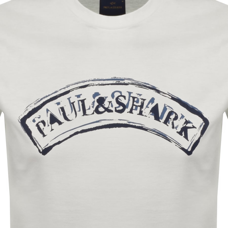 Image number 3 for Paul And Shark Logo Graphic T Shirt Off White