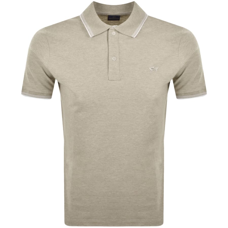 Image number 1 for Paul And Shark Logo Polo T Shirt Beige