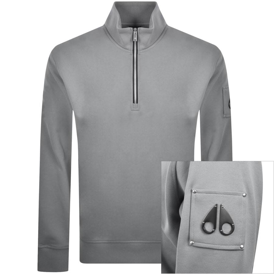 Image number 1 for Moose Knuckles Hartsfield QZ Sweatshirt Grey