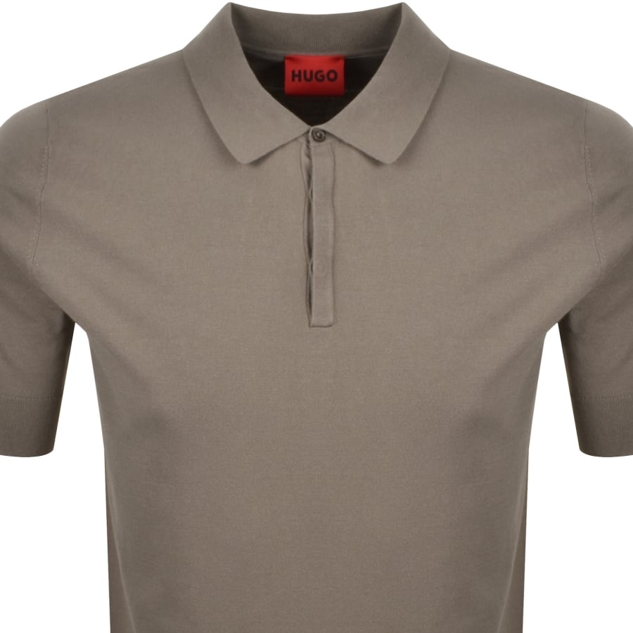 Image number 2 for HUGO San Peter Knit Polo Jumper Brown