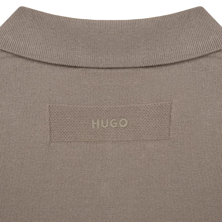 Image number 3 for HUGO San Peter Knit Polo Jumper Brown