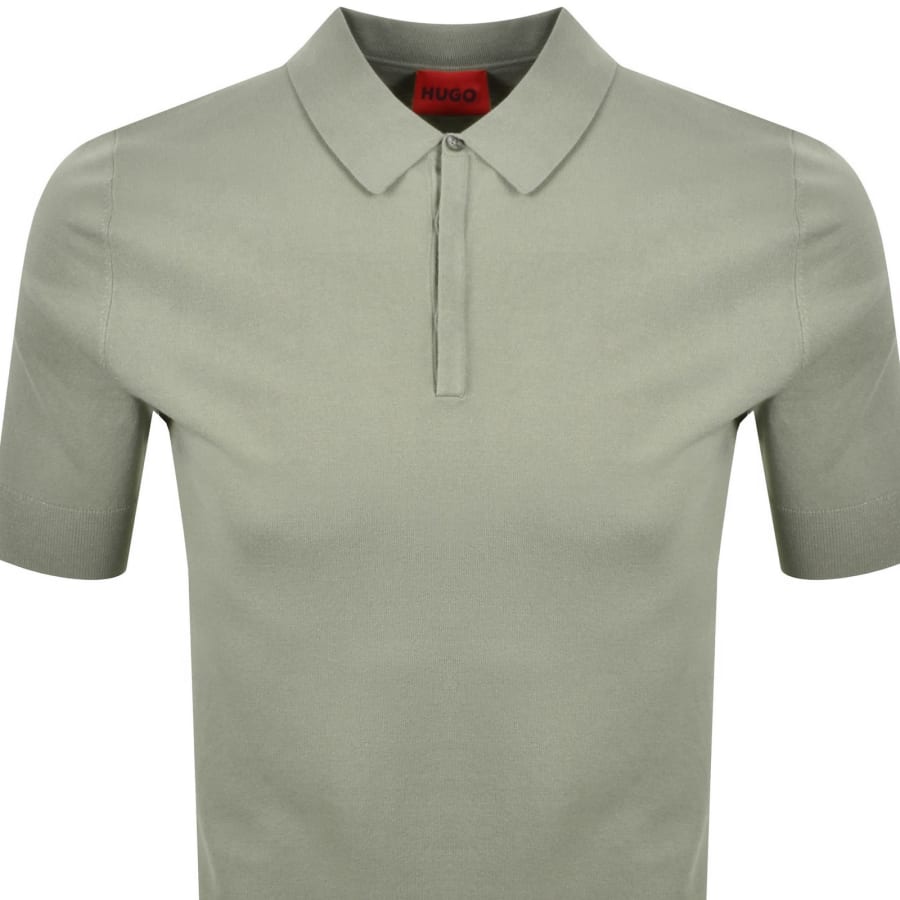Image number 2 for HUGO San Peter Knit Polo Jumper Green