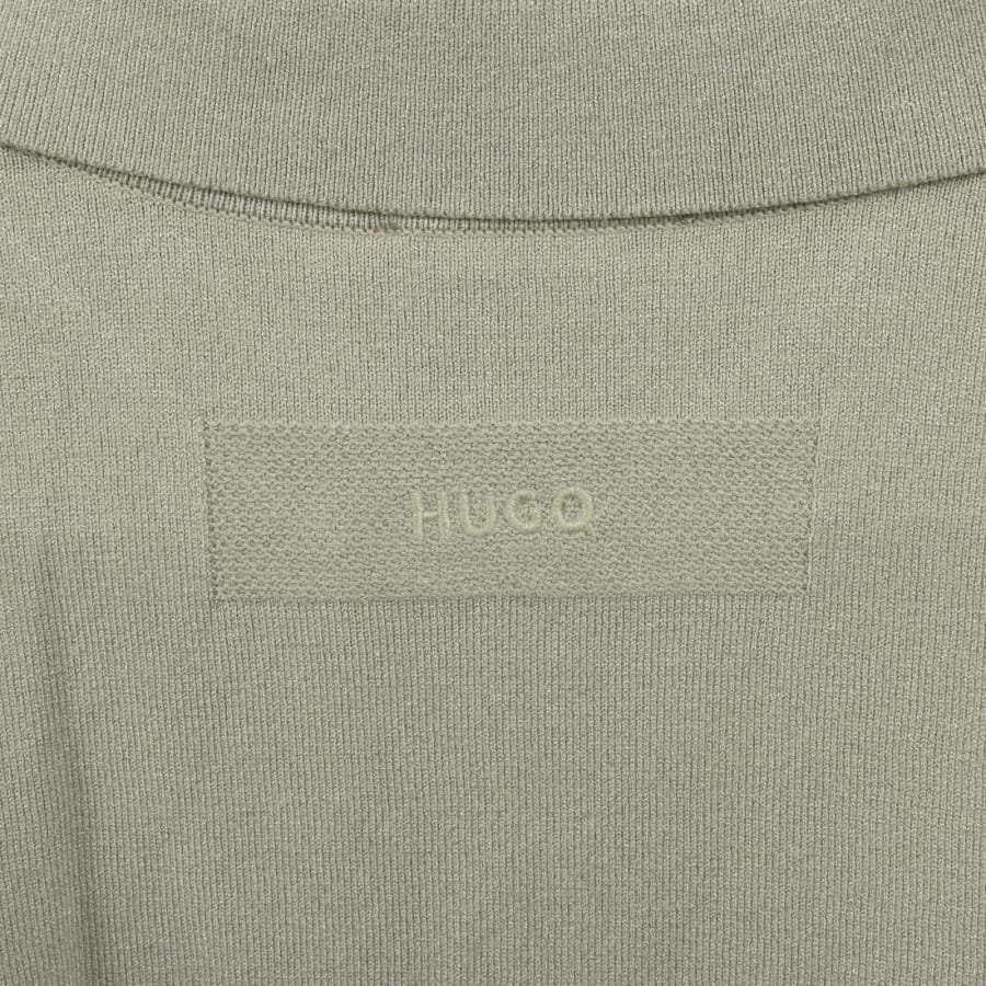 Image number 3 for HUGO San Peter Knit Polo Jumper Green