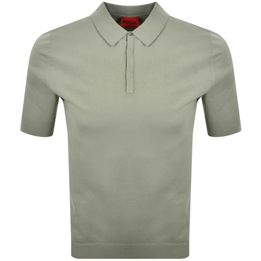Image number 1 for HUGO San Peter Knit Polo Jumper Green