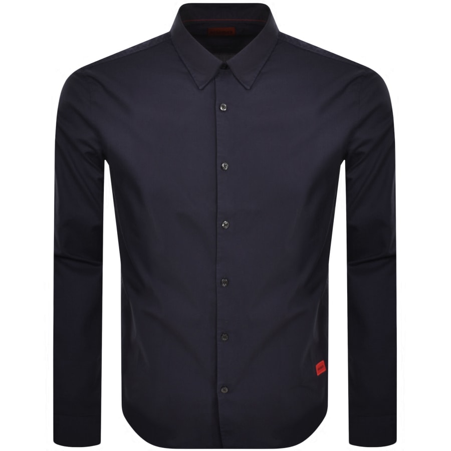 Image number 1 for HUGO Long Sleeved Ermo Shirt Navy
