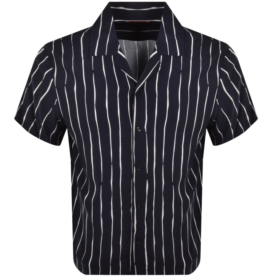 Image number 1 for HUGO Exolino Relaxed Fit Striped Shirt Navy