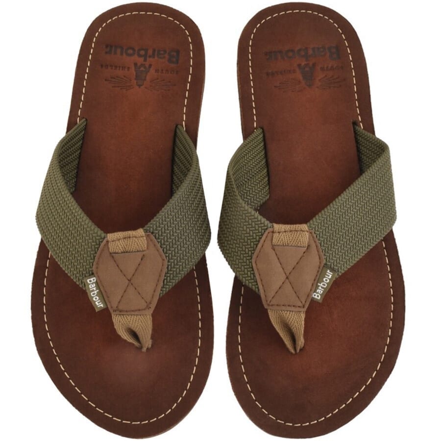 Image number 1 for Barbour Toeman Flip Flops Olive Green