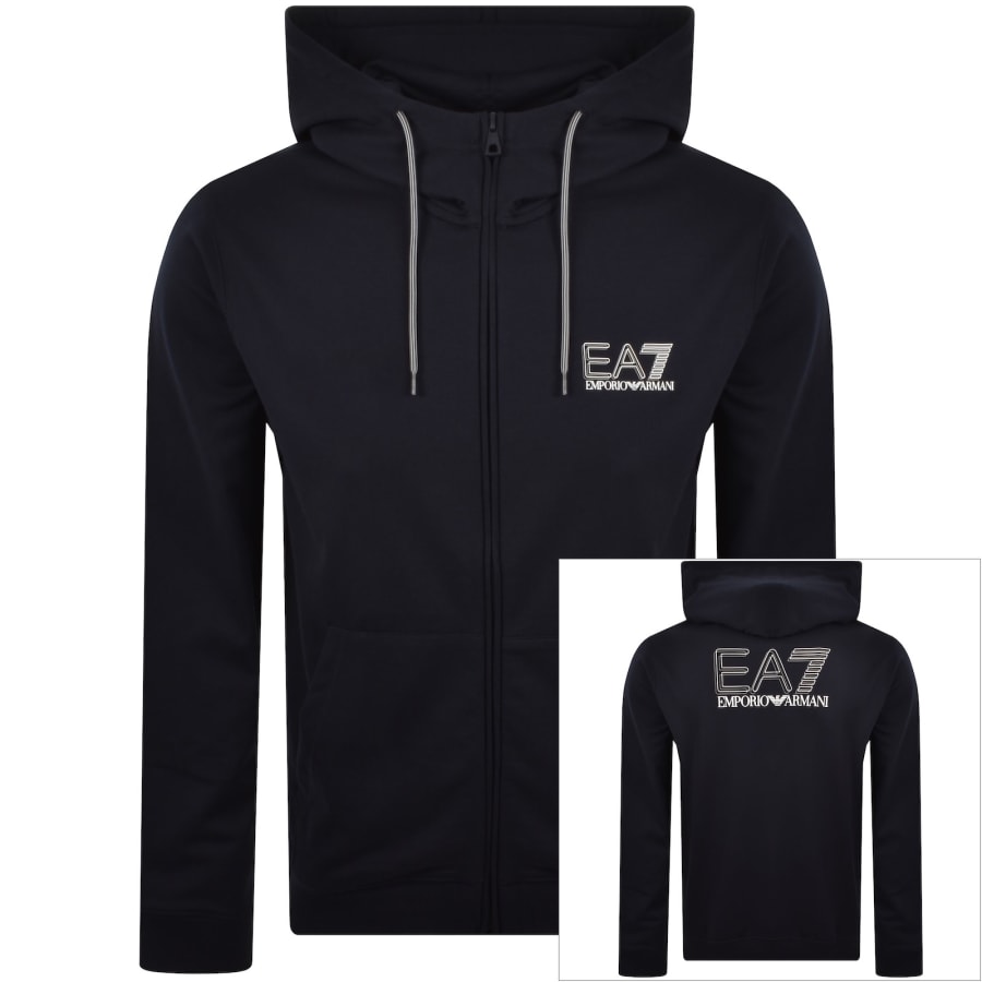 Image number 1 for EA7 Emporio Armani Full Zip Hoodie Navy