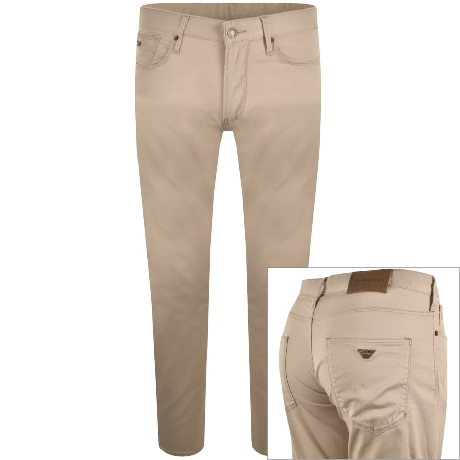 Image number 1 for Emporio Armani J06 Slim Fit Trousers Beige