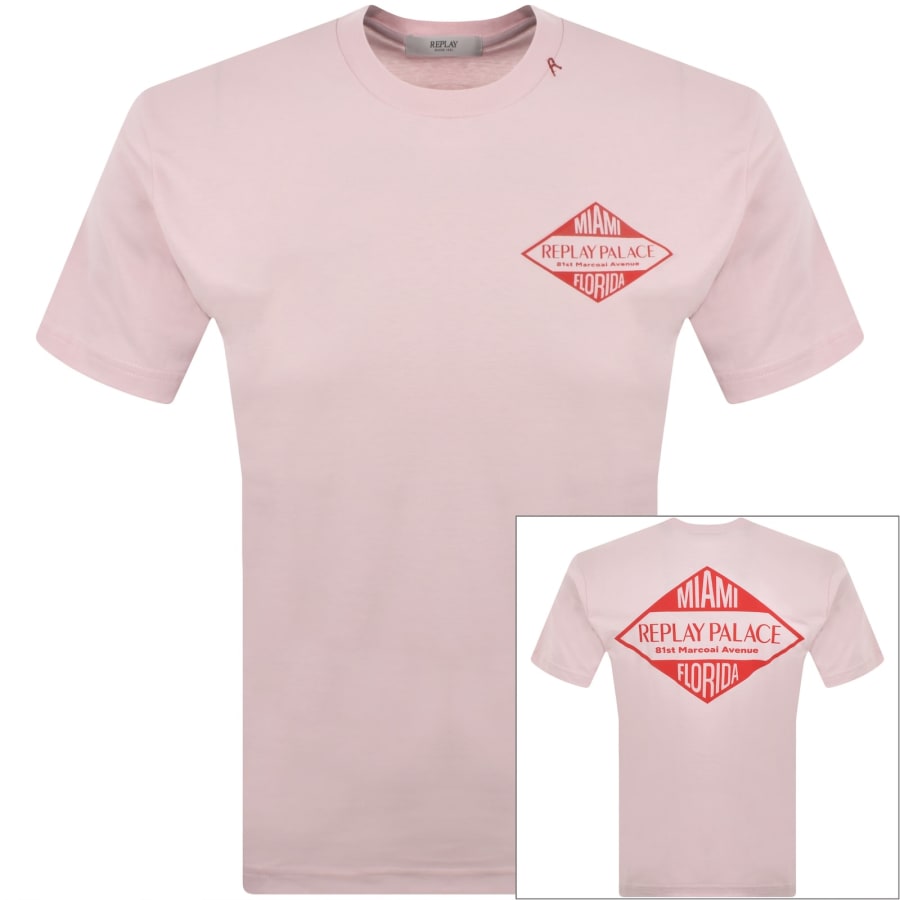Image number 1 for Replay Graphic T Shirt Pink
