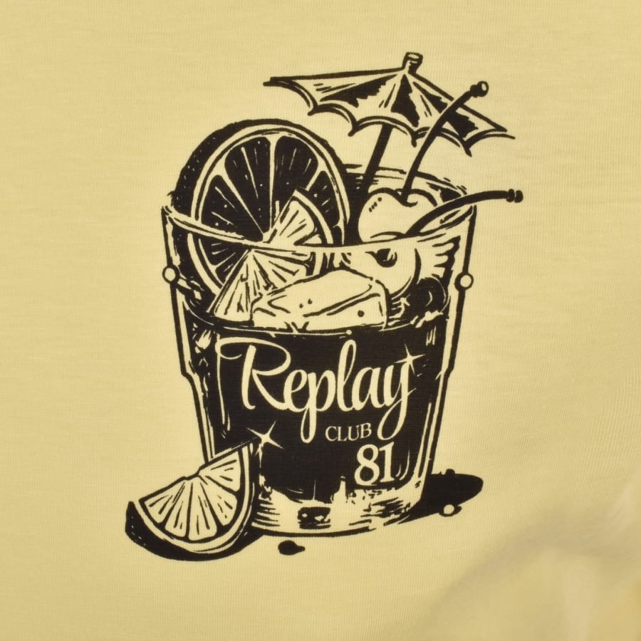 Image number 3 for Replay Logo Graphic T Shirt Pale Yellow