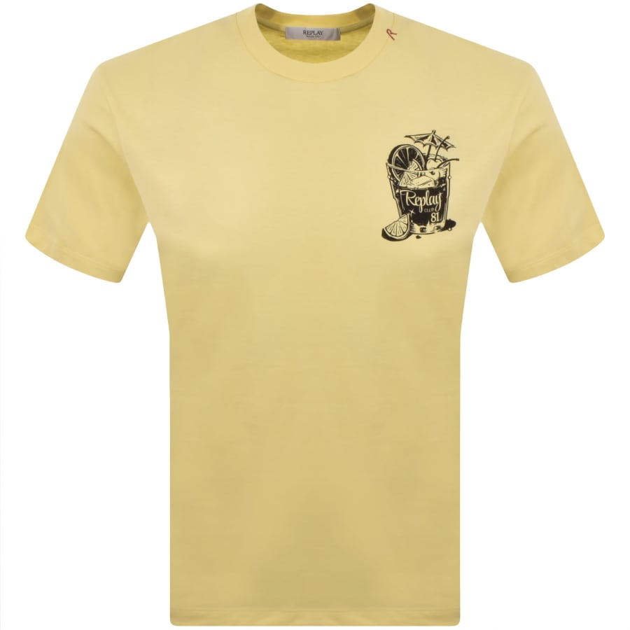 Image number 1 for Replay Logo Graphic T Shirt Pale Yellow