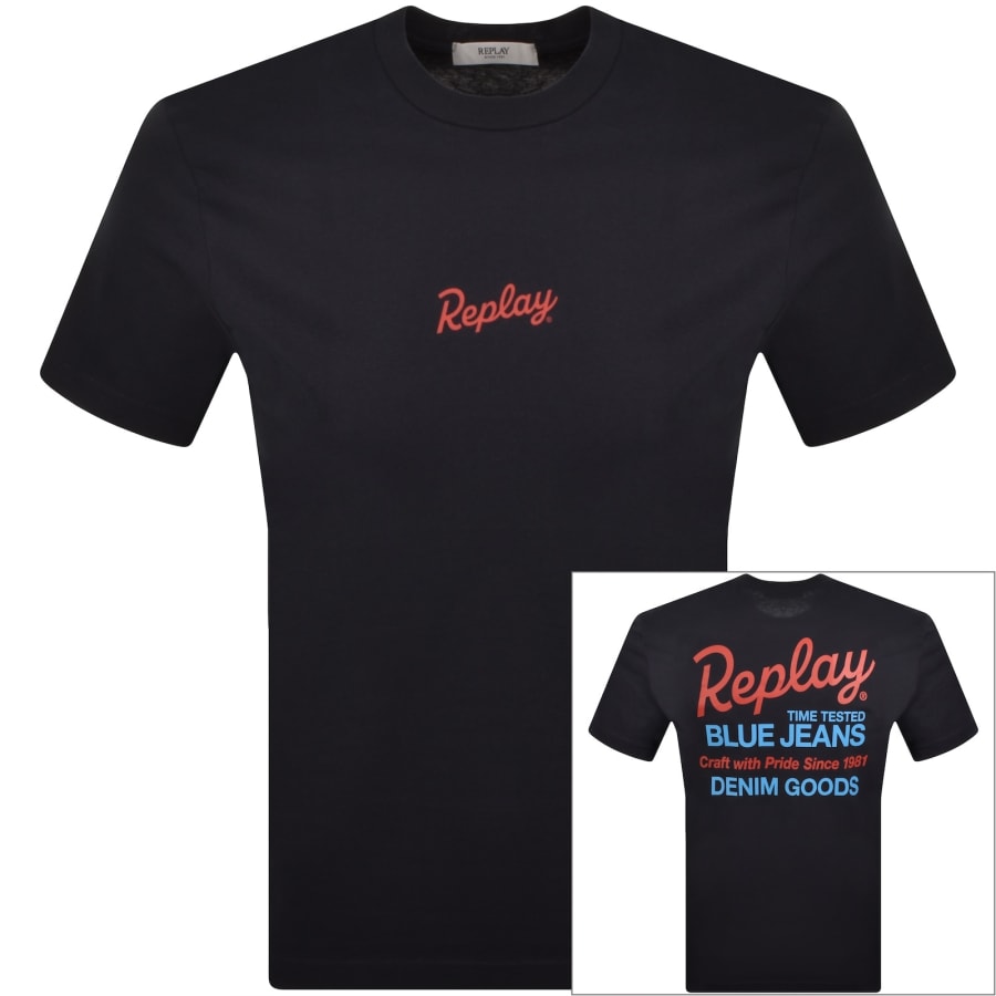 Image number 1 for Replay Graphic T Shirt Dark Navy