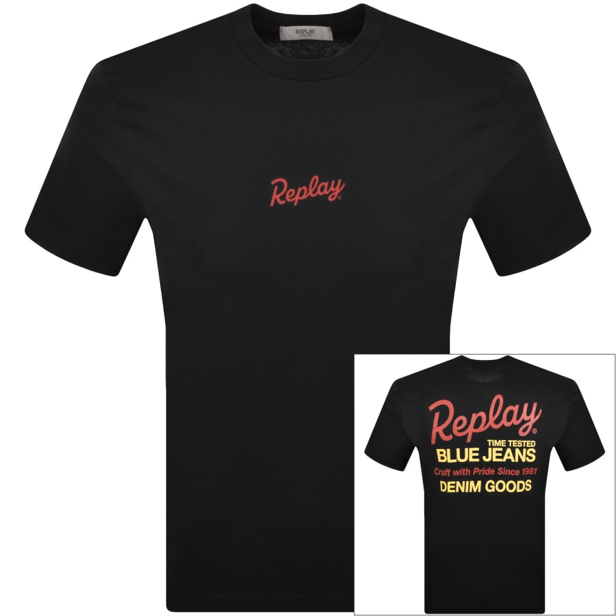 Image number 1 for Replay Graphic T Shirt Black