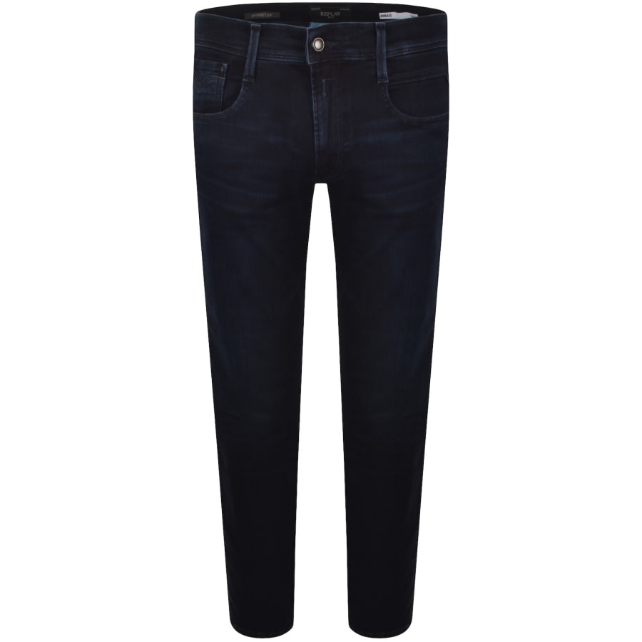 Image number 2 for Replay Anbass Slim Fit Jeans Dark Wash Blue