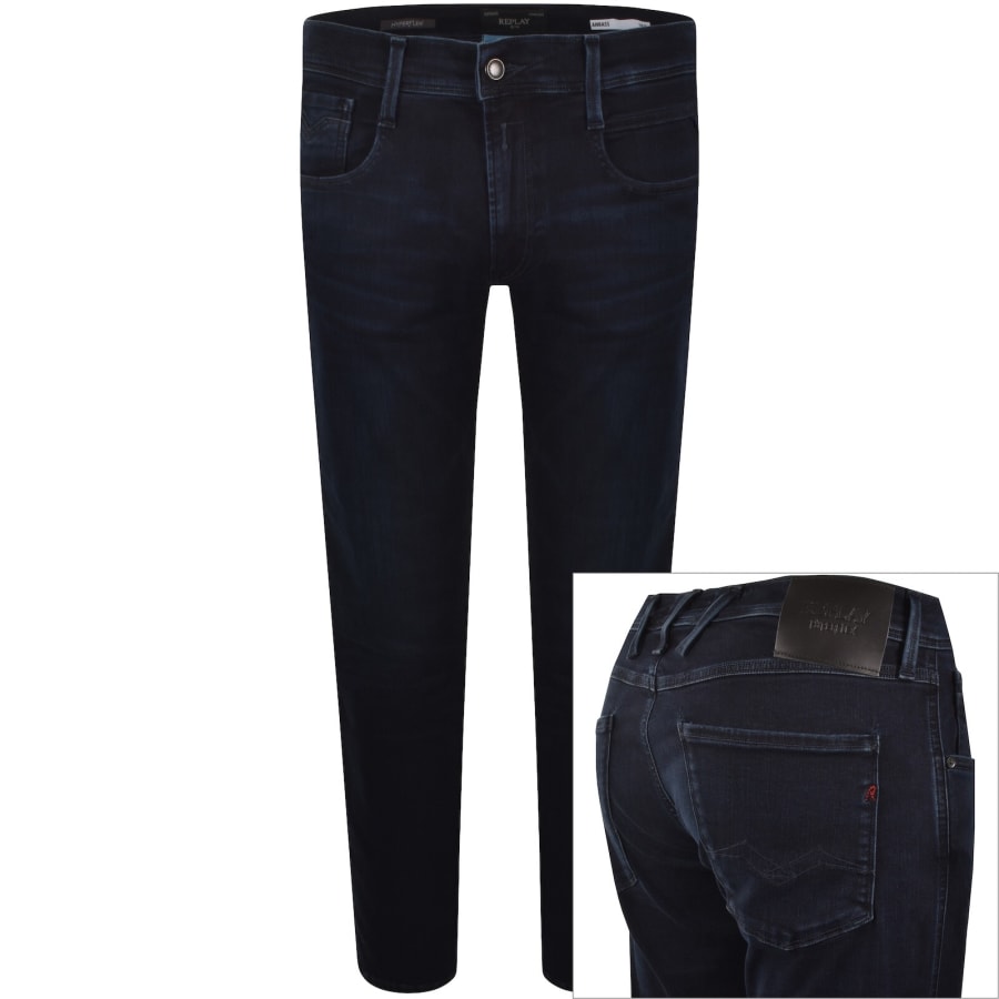 Image number 1 for Replay Anbass Slim Fit Jeans Dark Wash Blue