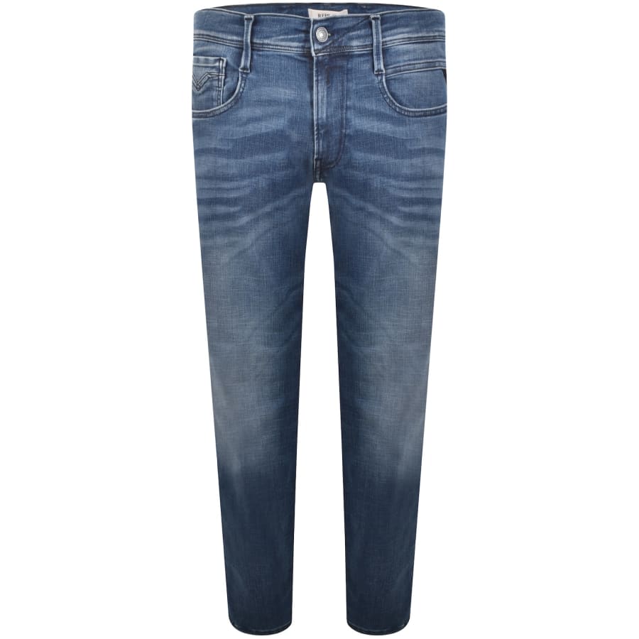 Image number 2 for Replay Anbass Hyperflex Slim Fit Jeans Mid Wash