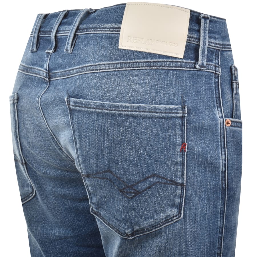 Image number 4 for Replay Anbass Hyperflex Slim Fit Jeans Mid Wash