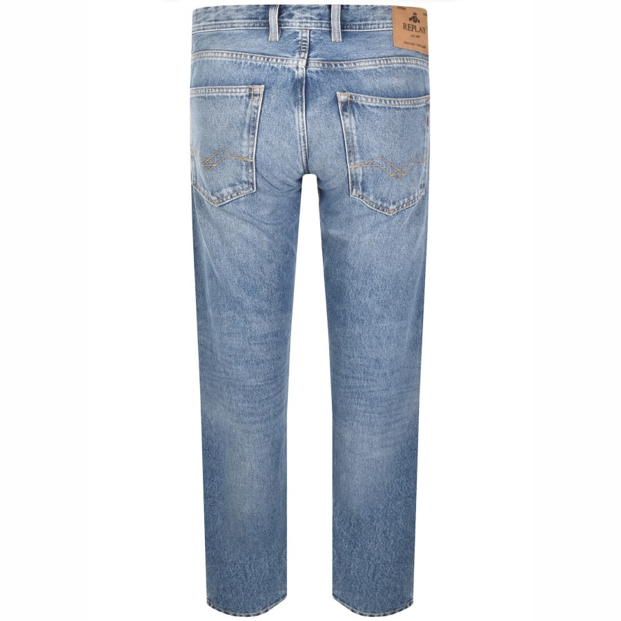 Image number 3 for Replay Grover Straight Fit Light Wash Jeans