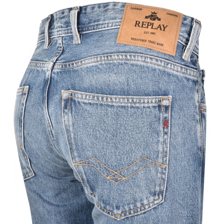 Image number 4 for Replay Grover Straight Fit Light Wash Jeans