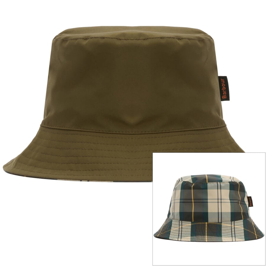Image number 1 for Barbour Hutton Reversible Bucket Hat Green