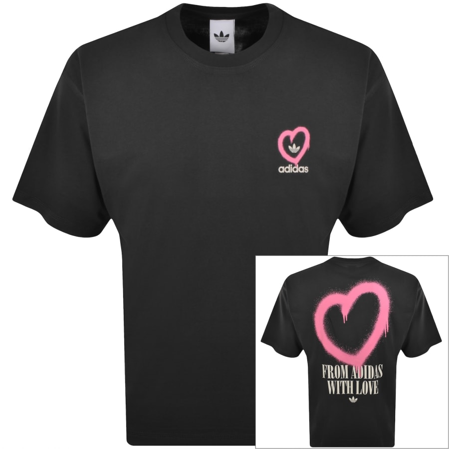 Image number 1 for adidas Originals VDay Heart Graphic T Shirt Black