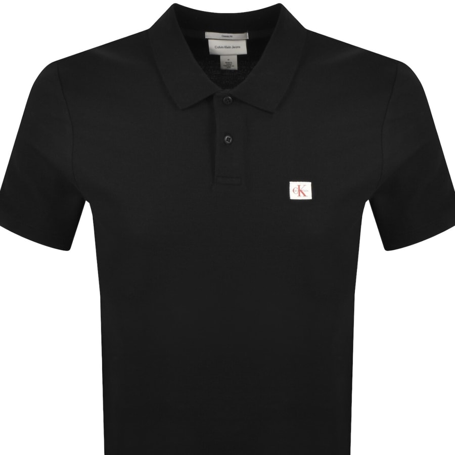 Image number 2 for Calvin Klein Jeans Micro Waffle Badge Polo Black