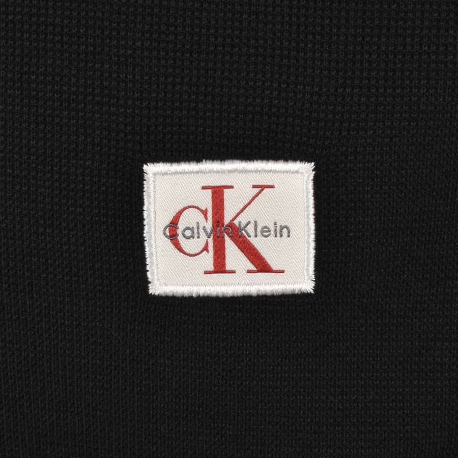 Image number 3 for Calvin Klein Jeans Micro Waffle Badge Polo Black