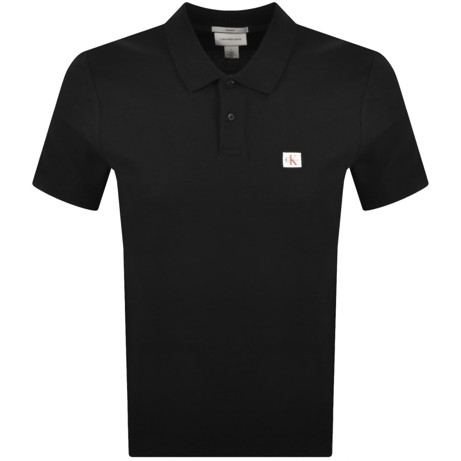 Image number 1 for Calvin Klein Jeans Micro Waffle Badge Polo Black