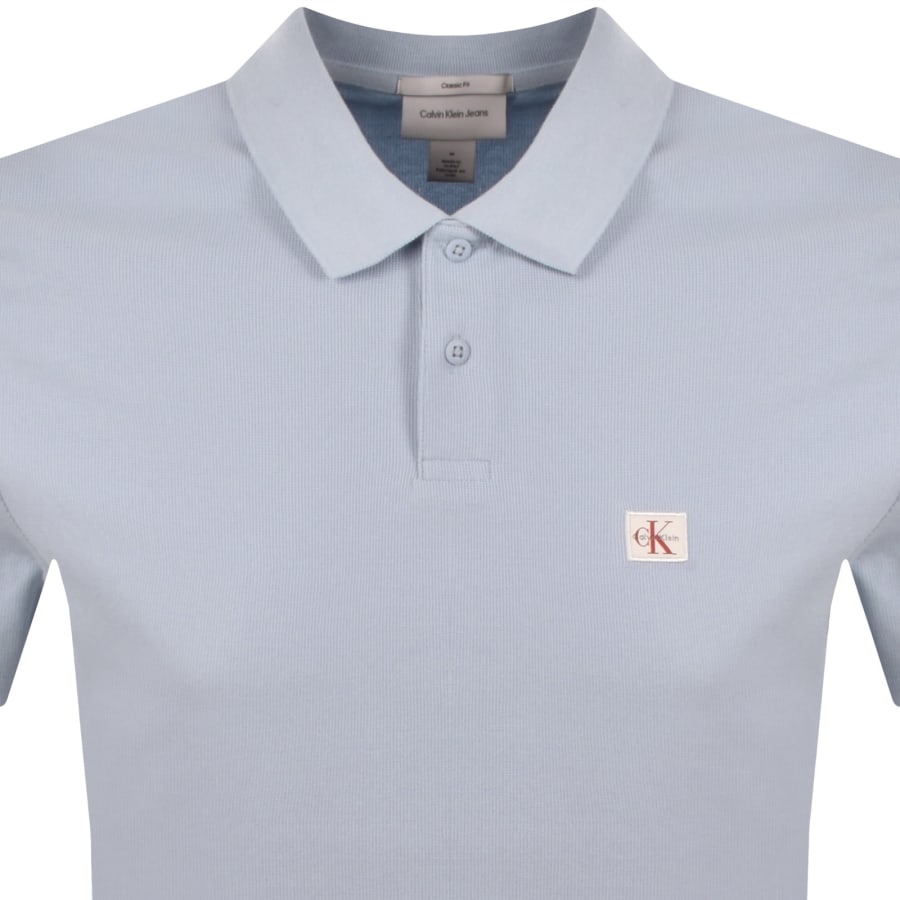 Image number 2 for Calvin Klein Jeans Micro Waffle Badge Polo Blue