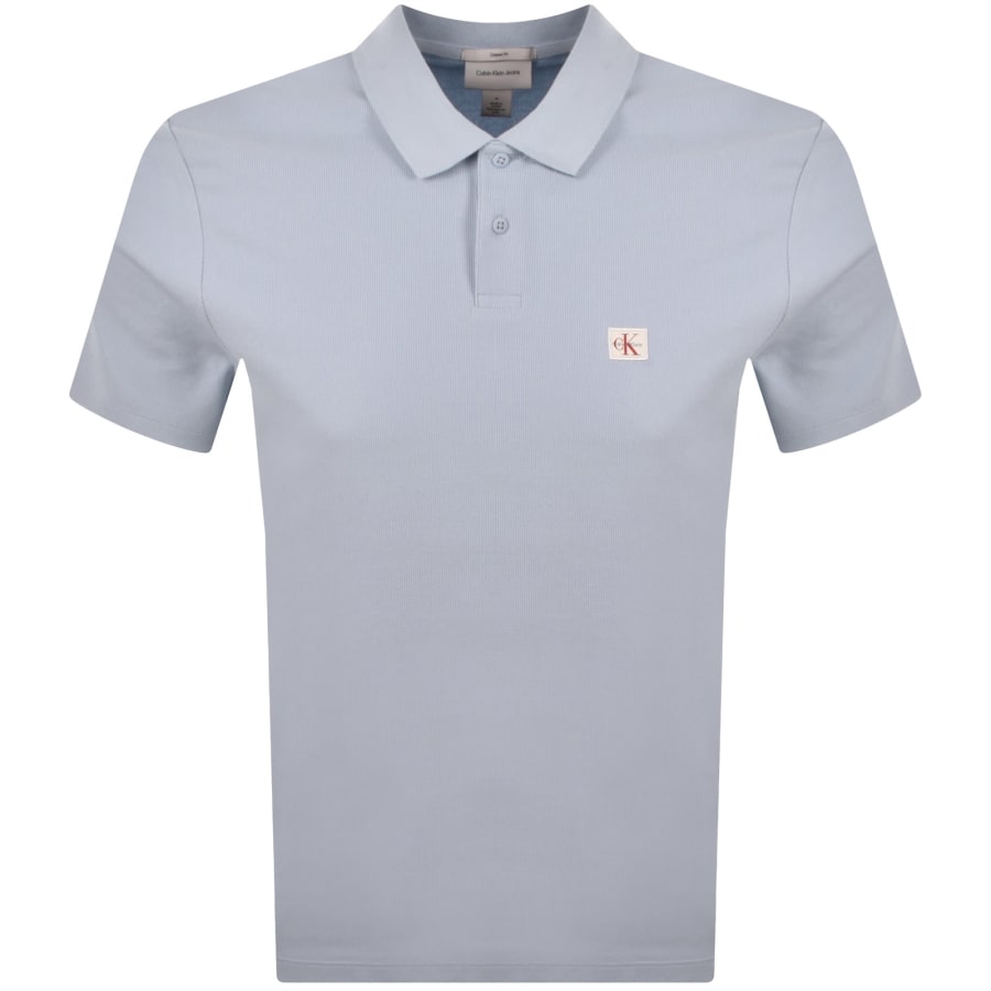 Image number 1 for Calvin Klein Jeans Micro Waffle Badge Polo Blue