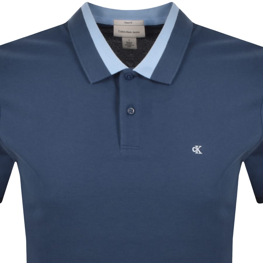 Image number 2 for Calvin Klein Jeans Collar Block Pique Polo Blue