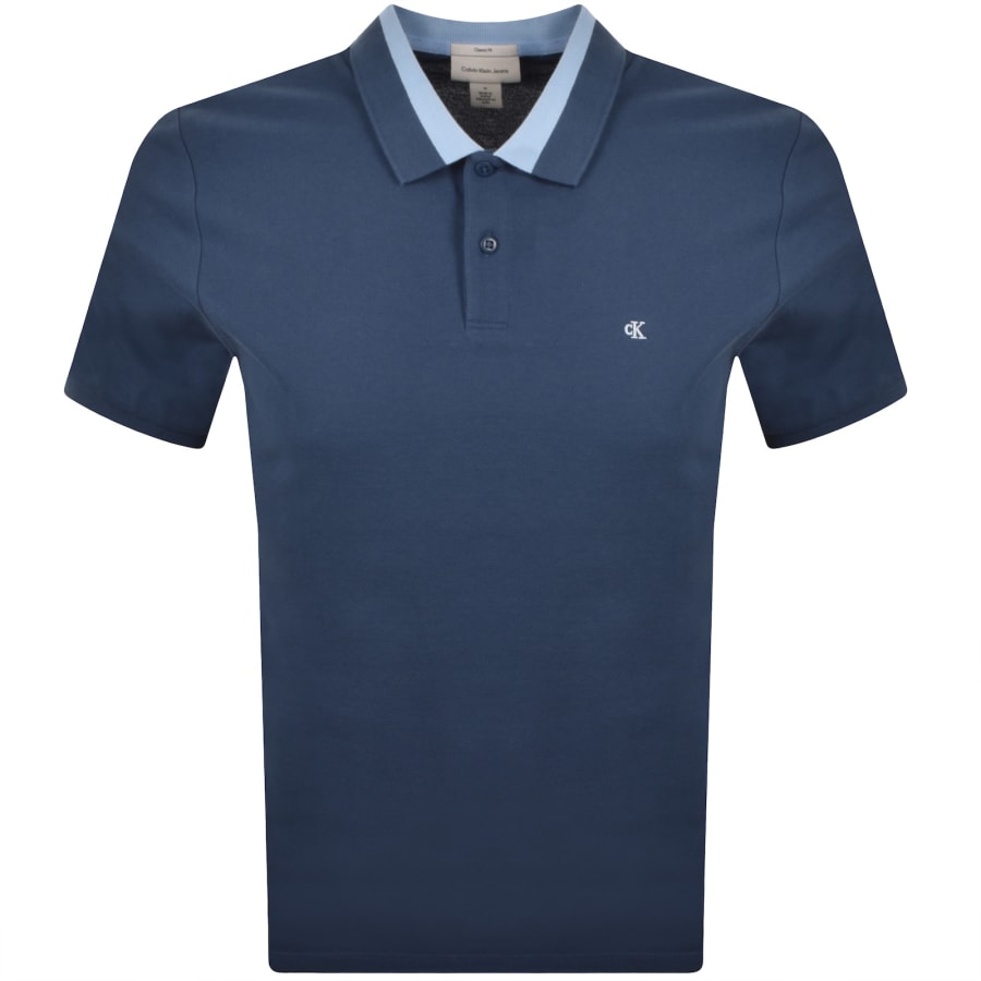 Image number 1 for Calvin Klein Jeans Collar Block Pique Polo Blue