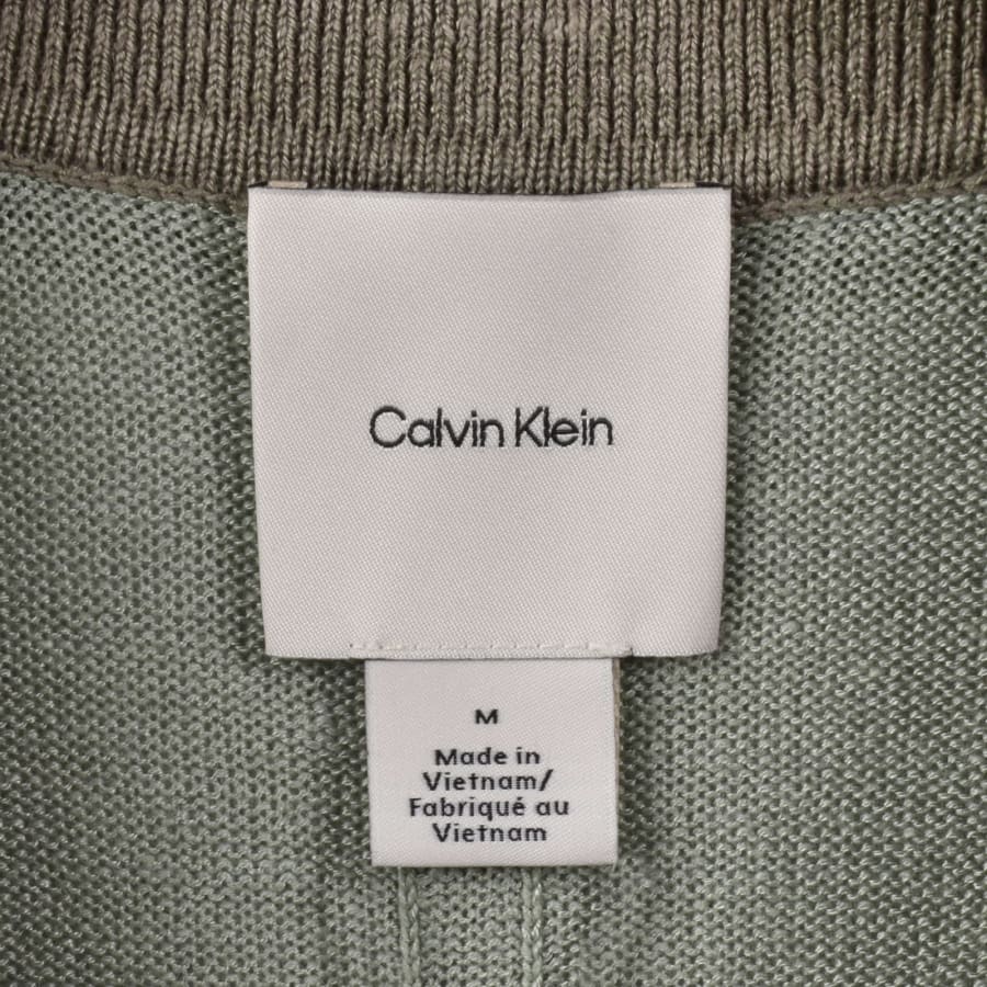 Image number 3 for Calvin Klein Knit Polo Jumper Green
