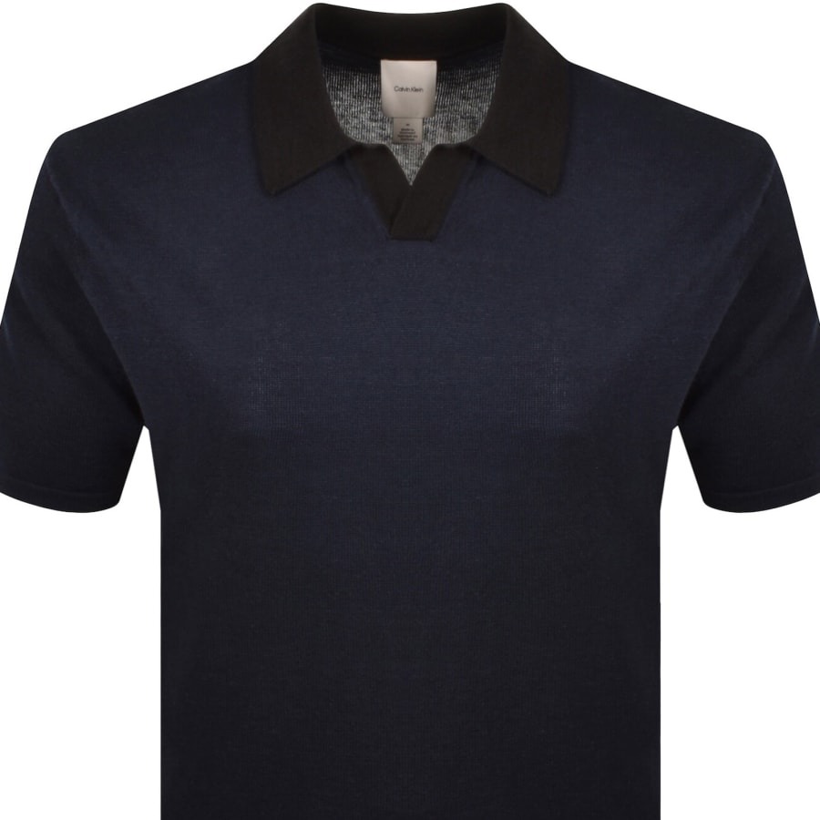 Image number 2 for Calvin Klein Knit Polo Jumper Navy