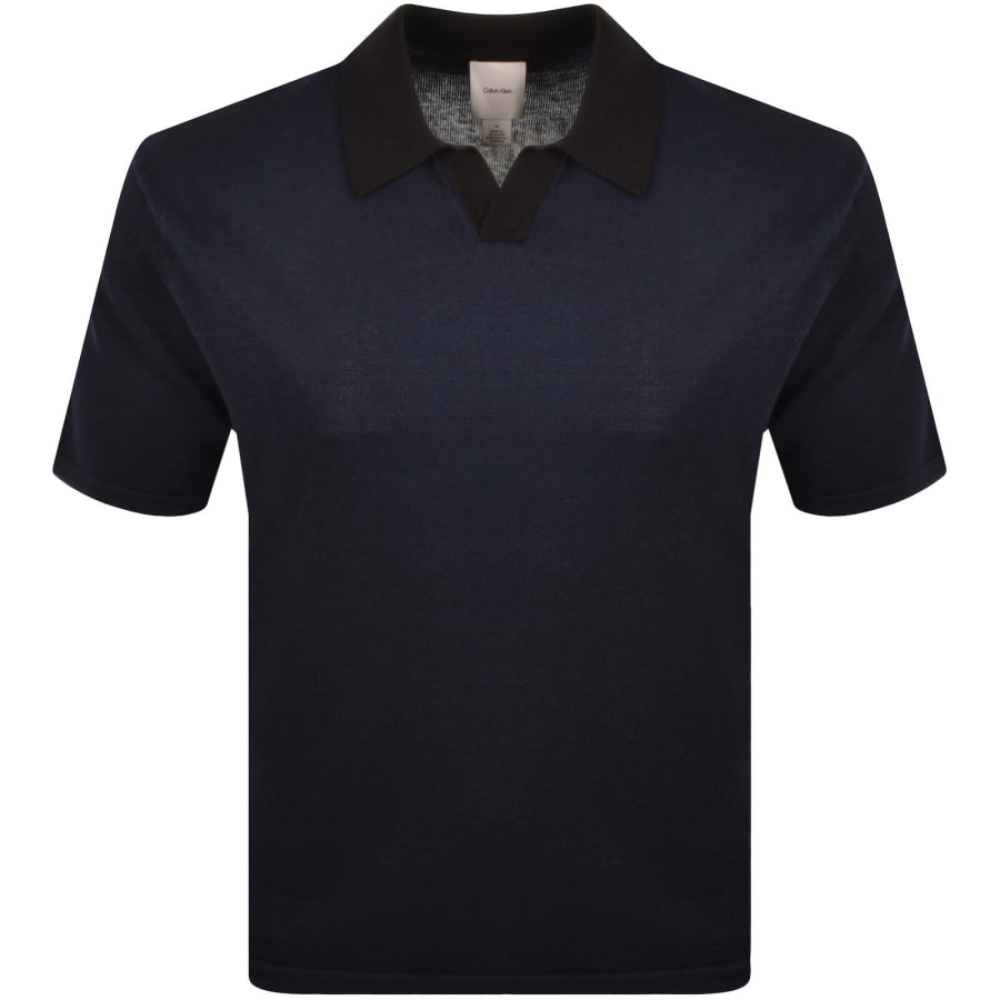 Image number 1 for Calvin Klein Knit Polo Jumper Navy