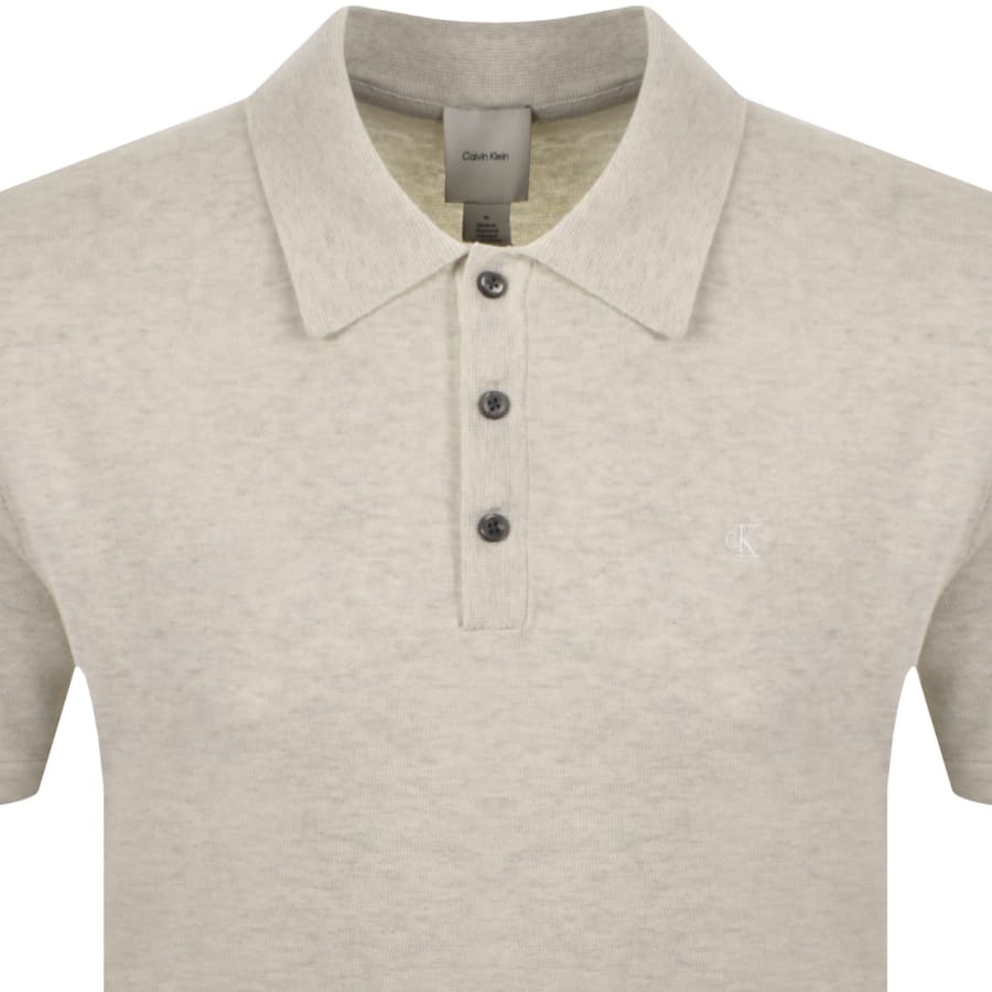 Image number 2 for Calvin Klein Supima Cotton Knitted Polo Beige