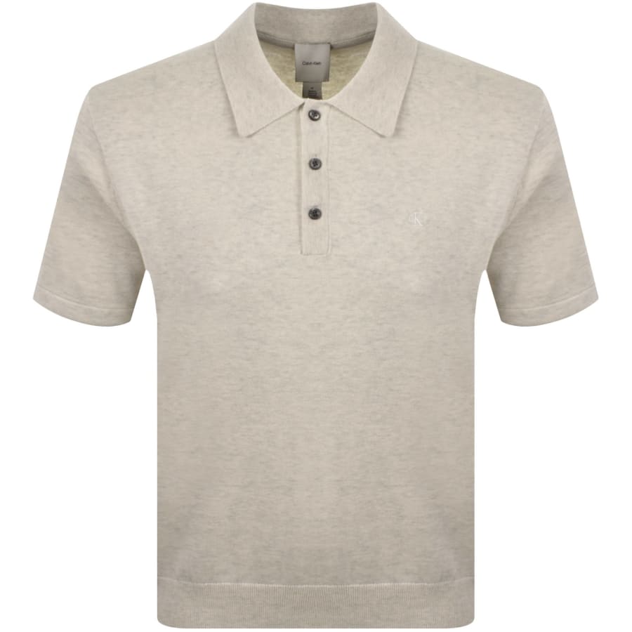 Image number 1 for Calvin Klein Supima Cotton Knitted Polo Beige