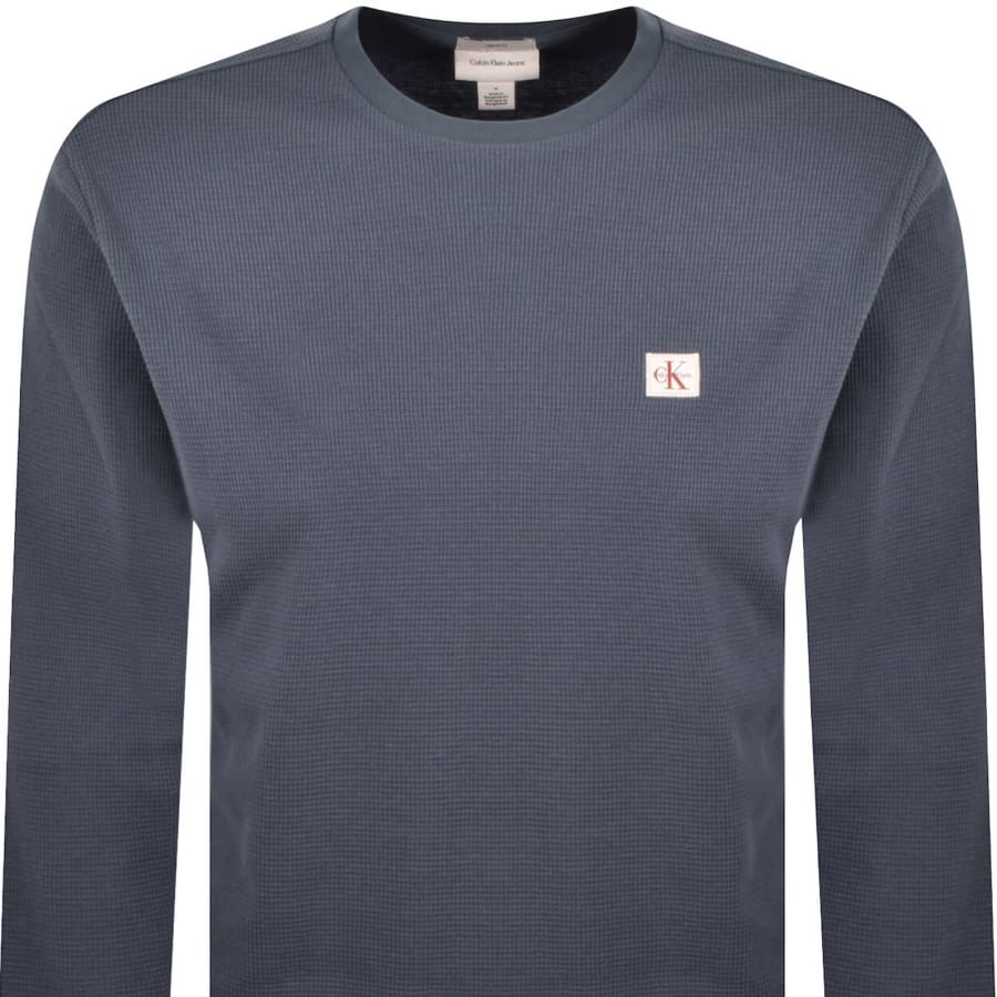 Image number 2 for Calvin Klein Jeans Waffle T Shirt Blue
