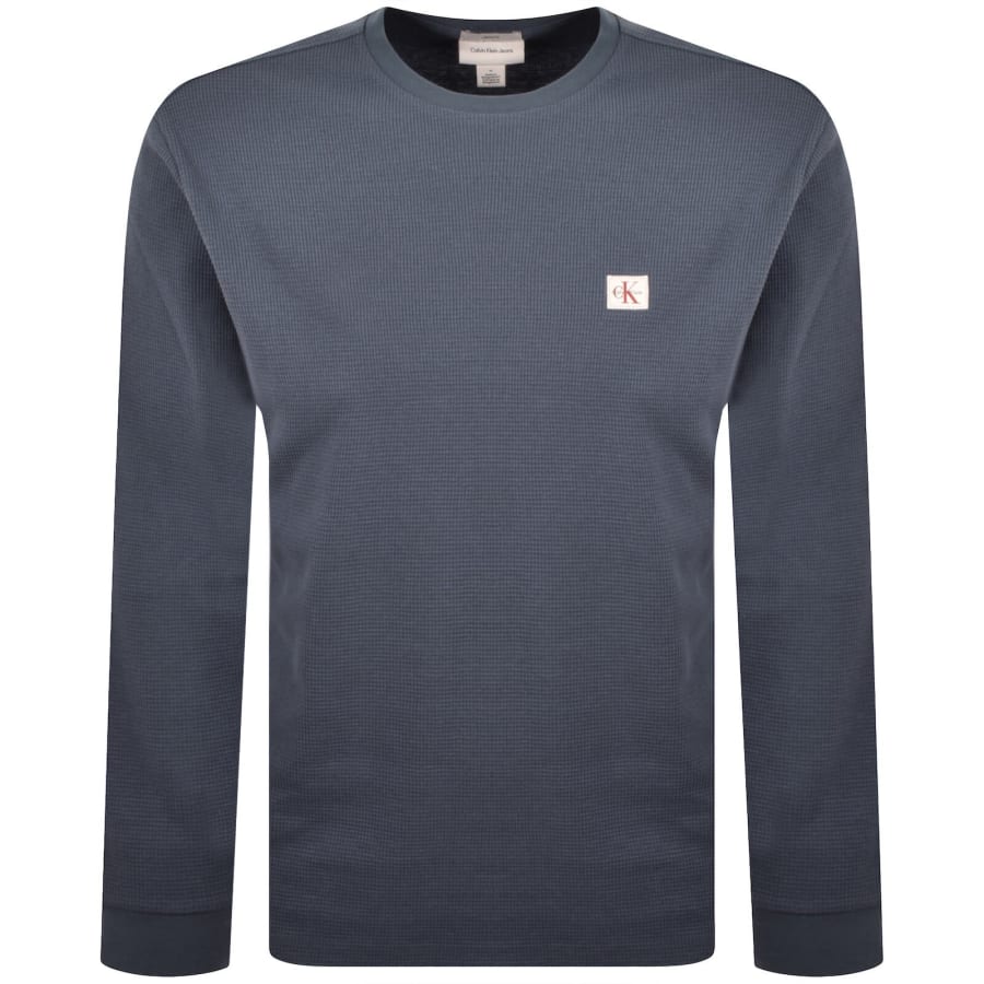 Image number 1 for Calvin Klein Jeans Waffle T Shirt Blue