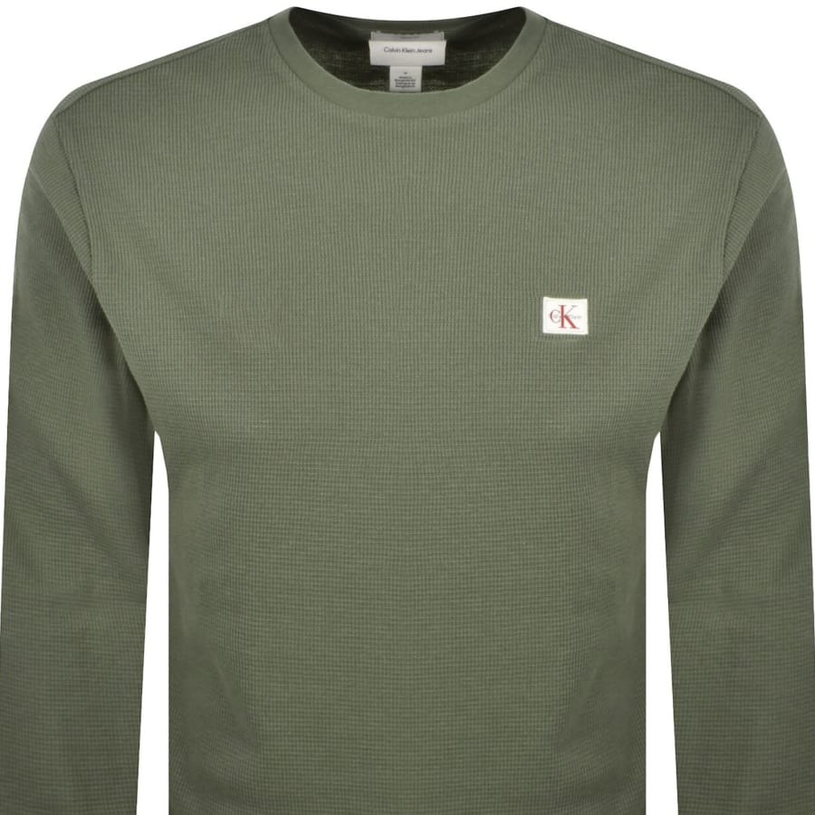 Image number 2 for Calvin Klein Jeans Waffle T Shirt Green